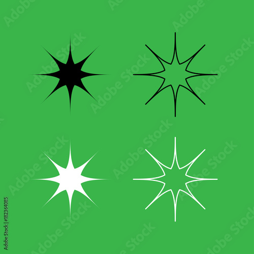 Star icon  Black and white color set