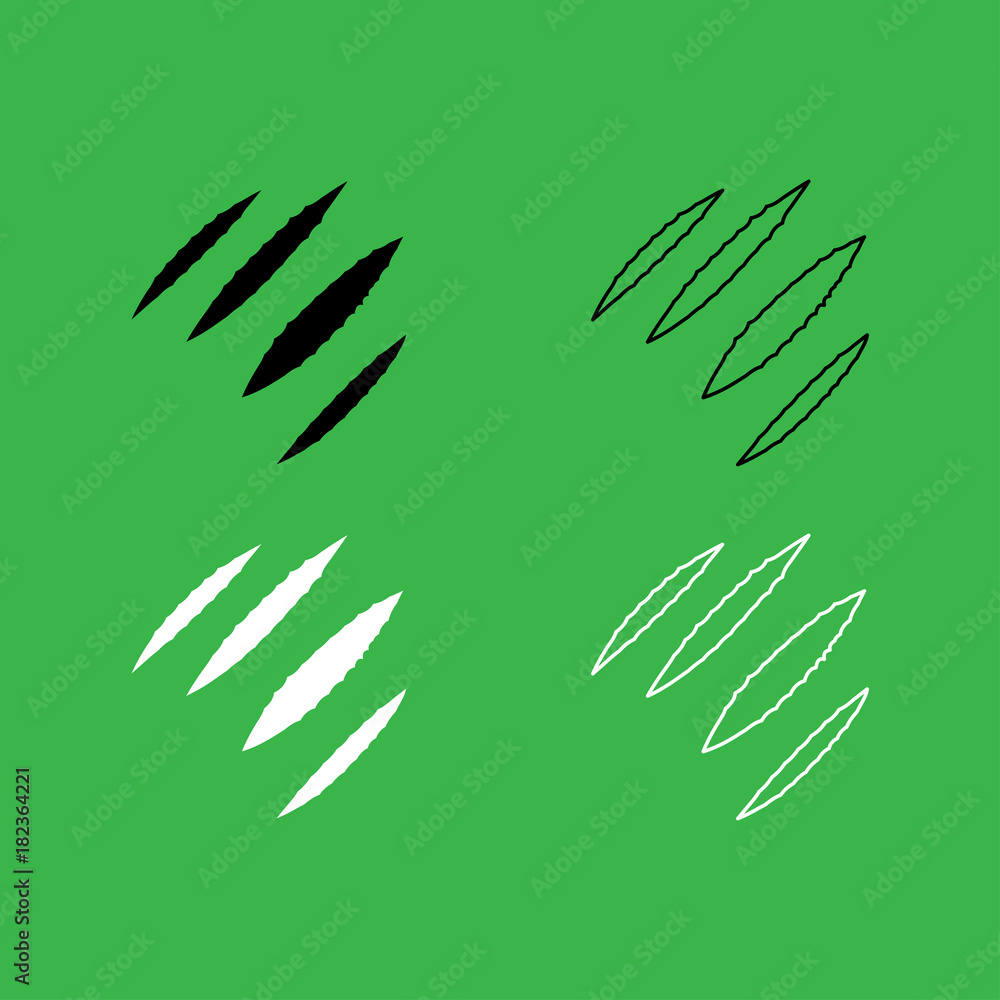 Trail of claws icon Black and white color set Trail of claws icon Black and white color set