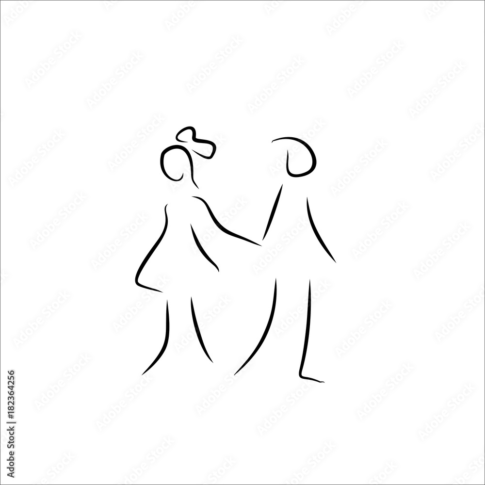 children boy girl holding hands icon vector children boy girl holding hands icon vector