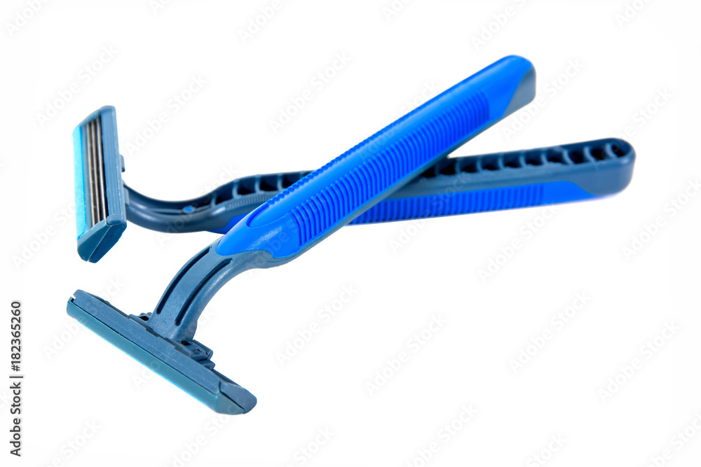 Closeup of razor isolated on white background.Men razor isolated Closeup of razor isolated on white background.Men razor isolated