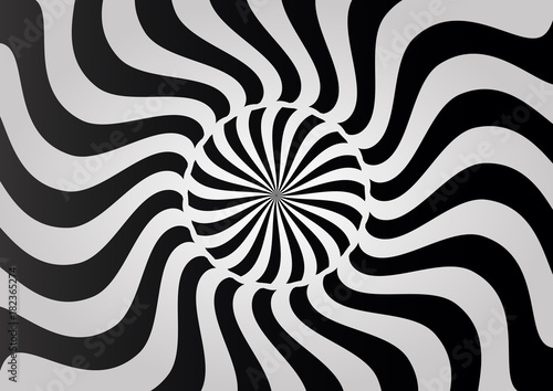 Black and white whirl circular motion background. 