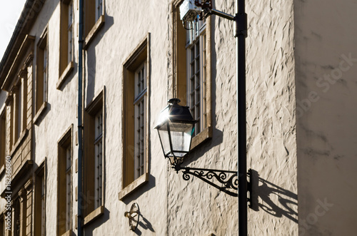 Street Light on the Exterior of a House at Place Clairefontaine in Luxembourg City, Luxembourg