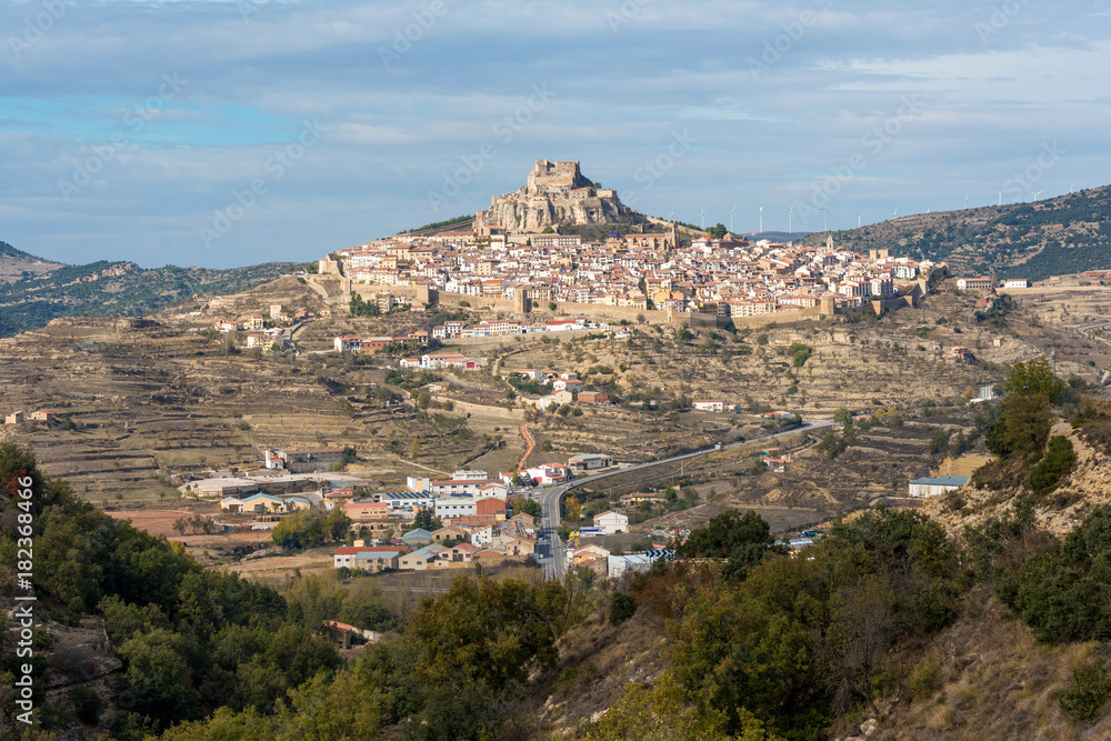 View at old medieval town of Morella, Castellon, Spain