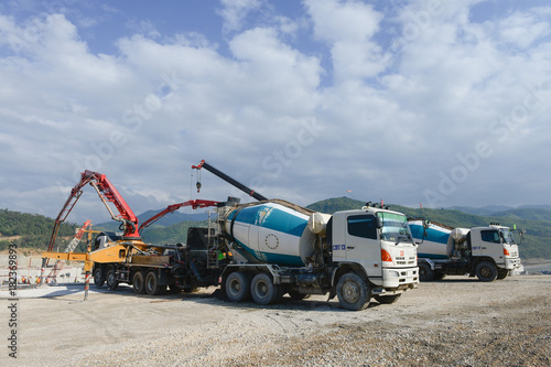 Construction Working Site, Building Xayaburri Dam, Xayaburi, Laos	 photo