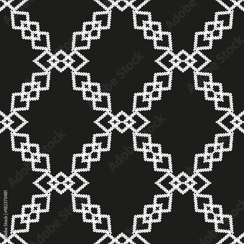 Black and White Hand Drawn Seamless Ethnic Pattern