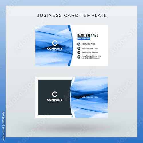 Double-sided horizontal business card template with abstract background. Vector mockup illustration. Stationery design