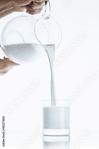 person pouring milk