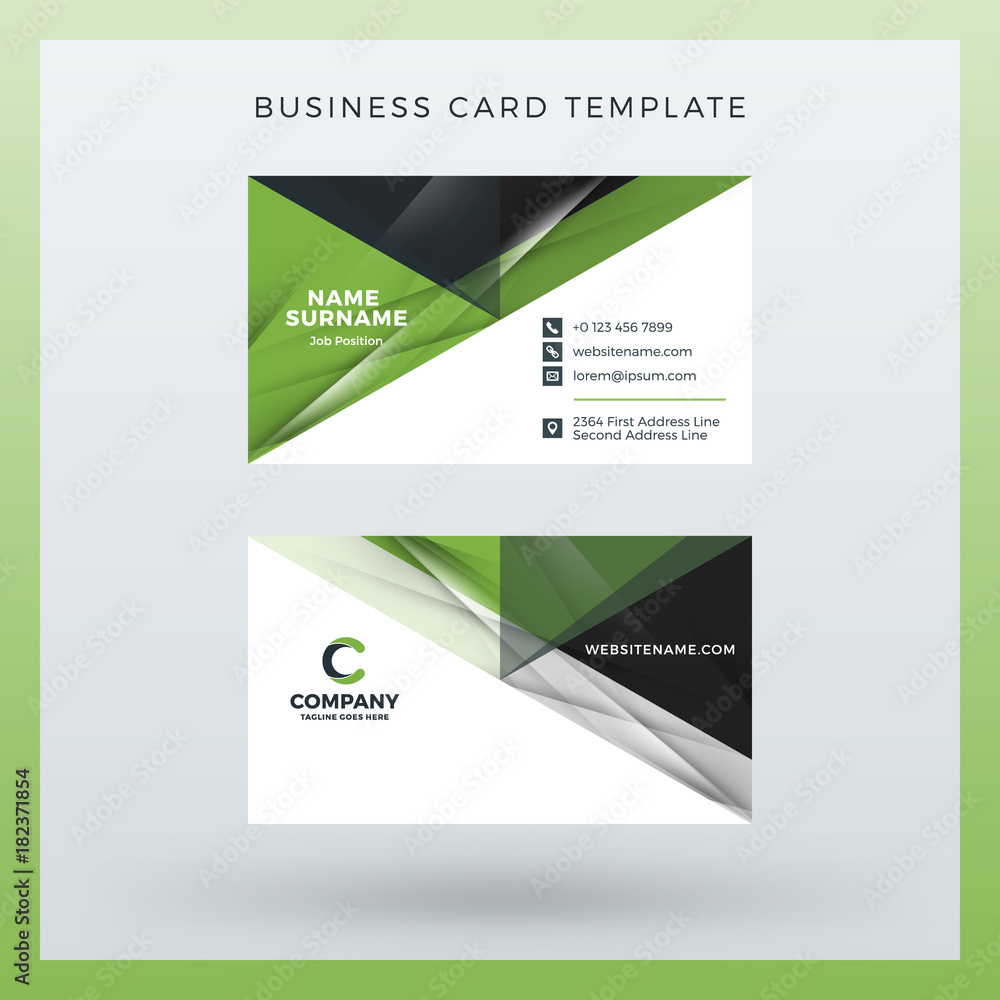 Double-sided horizontal business card template with abstract background. Vector mockup illustration. Stationery design Double-sided horizontal business card template with abstract background. Vector mockup illustration. Stationery design