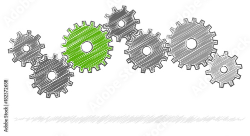 scribble gears for cooperation symbolism