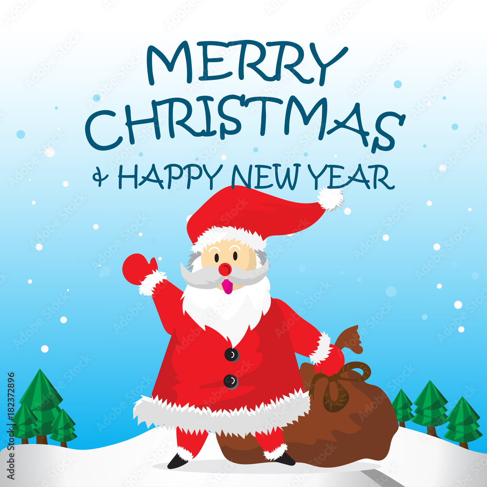Santa Happy Say Hello bag and Merry Christmas Cartoon Santa Happy Say Hello bag and Merry Christmas Cartoon