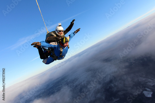Skydiving. Amazing tandem jump.