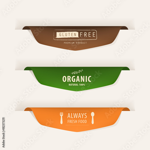 natural label and organic fresh food  label. vintage labels and badges design.