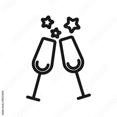 clink glasses, linear icon