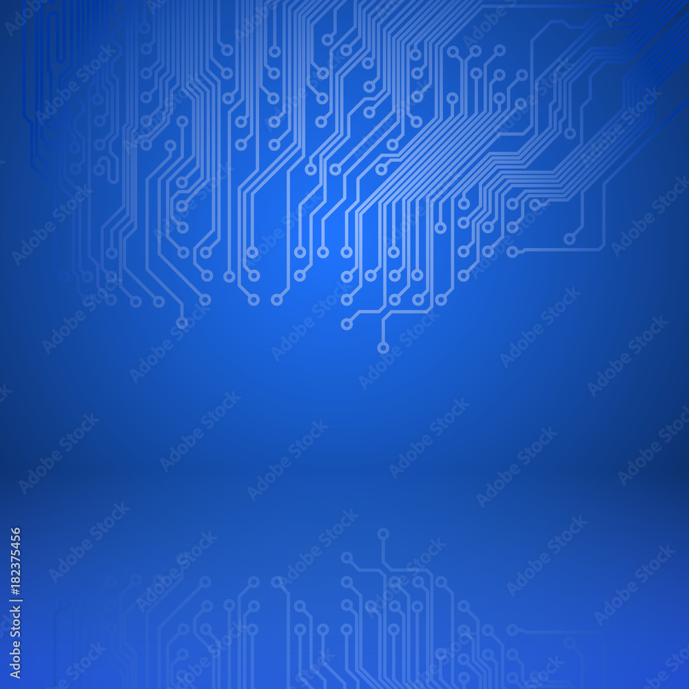 Abstract electronics blue background with circuit board texture