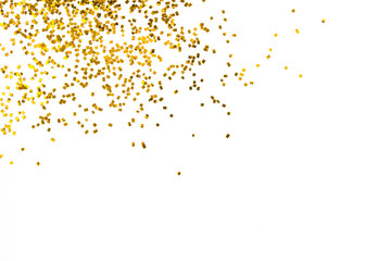 Gold glitter isolated on white background decoration party merry christmas happy new year backdrop design