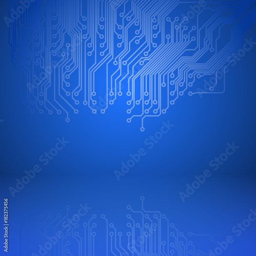 Abstract electronics blue background with circuit board texture