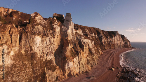 White cliffs drone picture of coast line