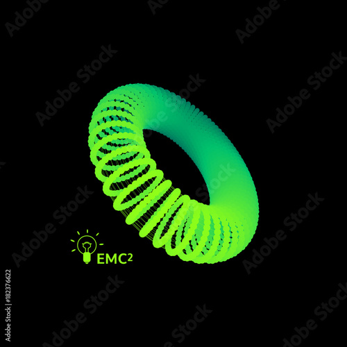 Torus. Molecular lattice. Connection structure. 3d Vector Illustration.
