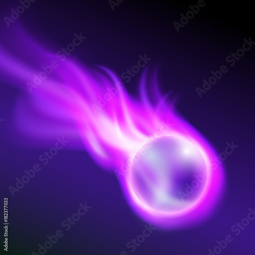 Flying burning ball on purple fire