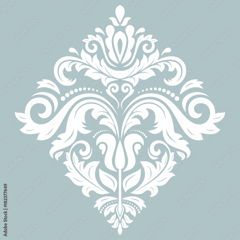 Elegant vector ornament in classic style. Abstract traditional white pattern with oriental elements. Classic vintage pattern