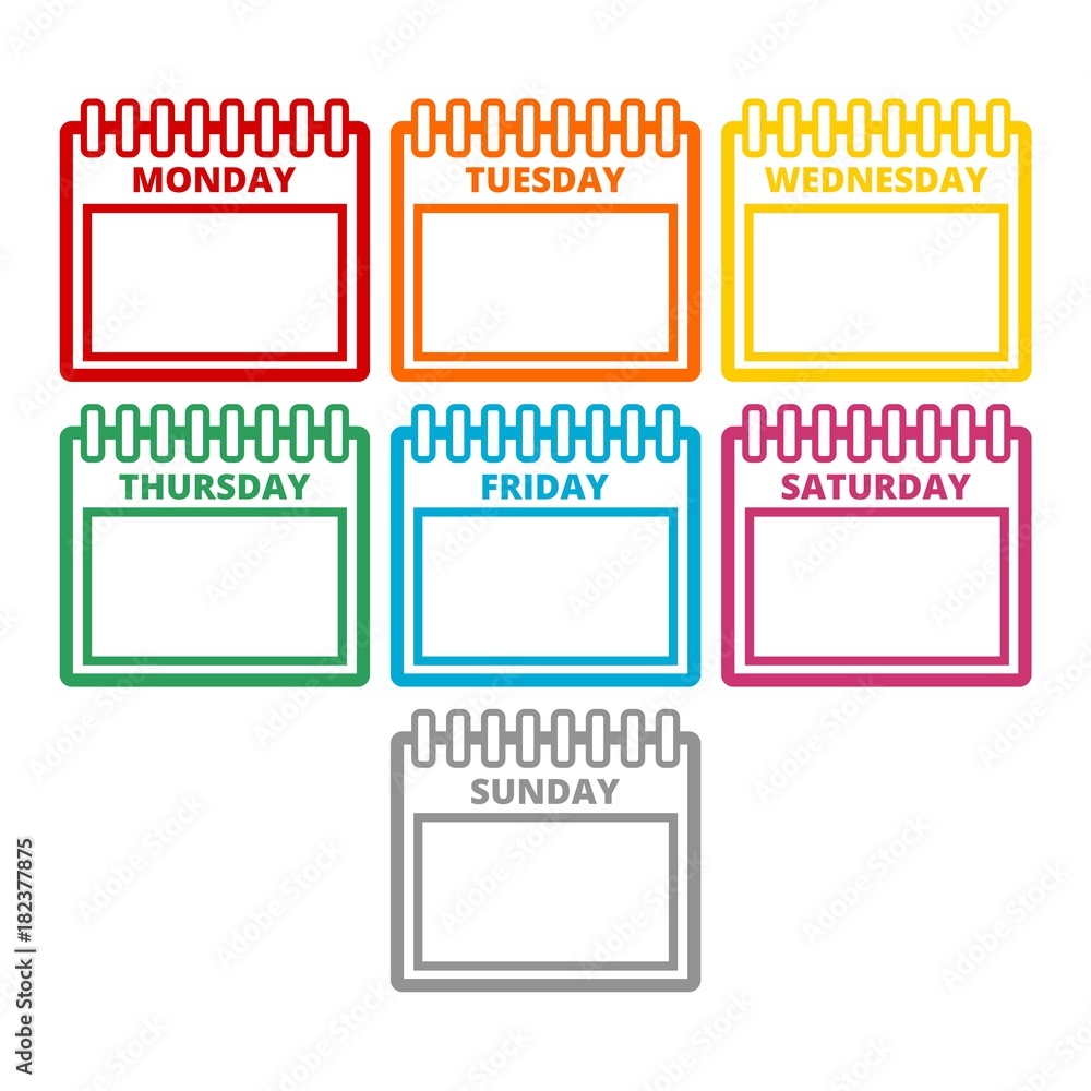 Fototapeta premium Days of the week, Calendar sheets with the days of the week 