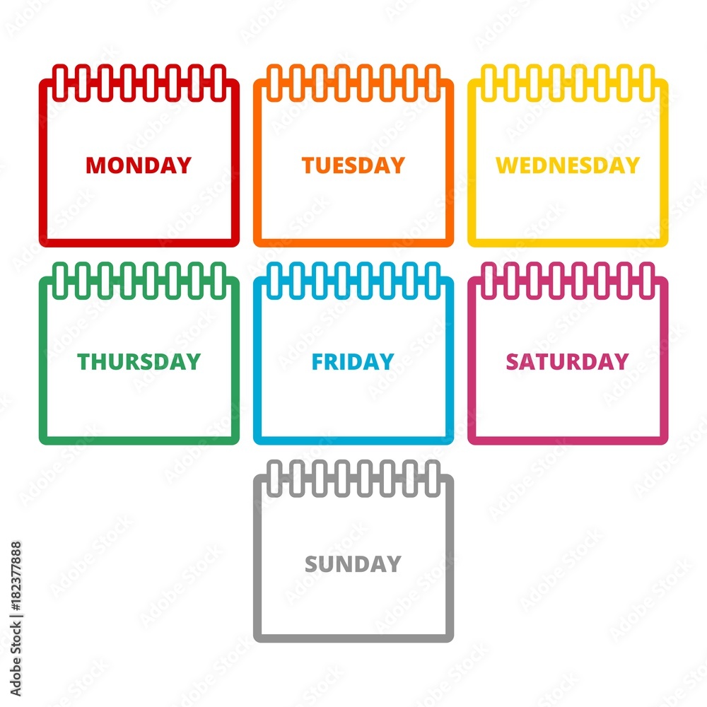 days-of-the-week-calendar-sheets-with-the-days-of-the-week-stock