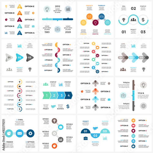 Vector arrows semicircles timeline infographic, diagram chart, graph presentation. Business progress concept with 3, 4, 5, 6, 7, 8 options, parts, steps, processes.
