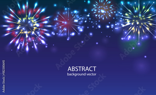  Fireworks on twilight background vector. Firework new year holiday celebration.