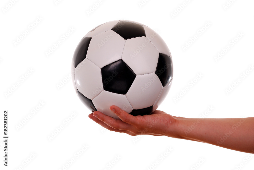 black and white soccer ball on the white background black and white soccer ball on the white background
