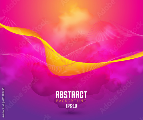 Abstract Wave Set on Colorful Background. Vector Illustration. EPS10