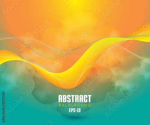 Abstract Wave Set on Colorful Background. Vector Illustration. EPS10