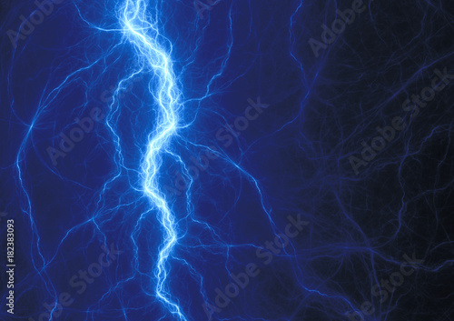 Blue plasma lightning, abstract electrical background