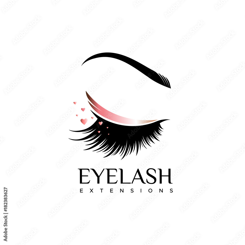 Eyelash extension logo. Makeup with a pearl shade. Vector illustration in a modern style Eyelash extension logo. Makeup with a pearl shade. Vector illustration in a modern style