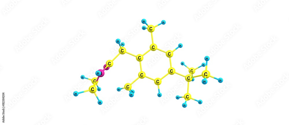 Xylometazoline molecular structure isolated on white