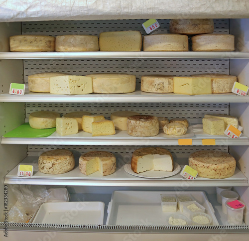 provided sales shop of seasoned cheeses in a small northern Ital