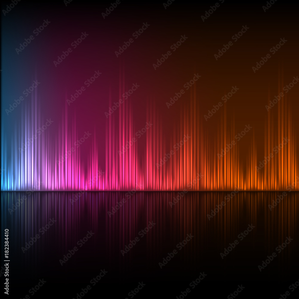 Abstract equalizer background. Blue-purple-orange wave.