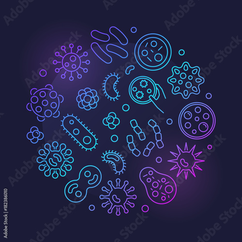 Bacteria vector round colorful symbol made with bacterias icons