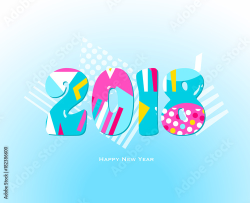 2018 Happy new year colorful vector design.