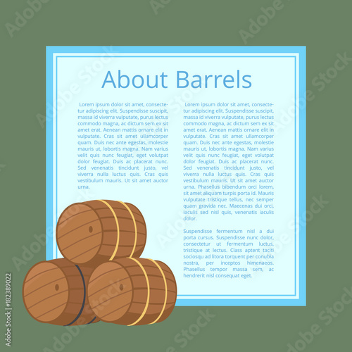 About Wooden Barrels Poster Text Isolated Vector