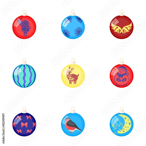 Toys for a Christmas tree cartoon icons in set collection for design.New Year ballsvector symbol stock web illustration. photo