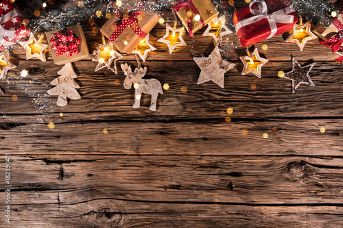 Christmas decoration on wooden background