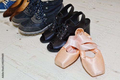 Female shoes collection and ballet pointe