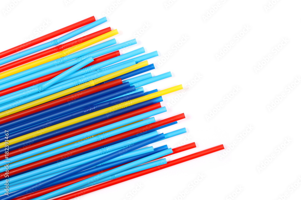 Drinking straws isolated on white background, top view Drinking straws isolated on white background, top view