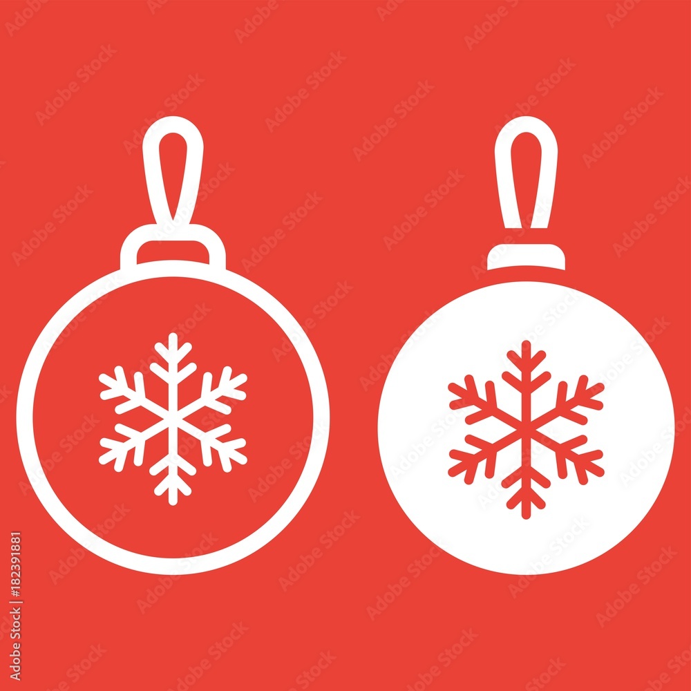 Christmas tree ball line and glyph icon, New year and Christmas, xmas sign vector graphics, a linear pattern on a red background, eps 10. Christmas tree ball line and glyph icon, New year and Christmas, xmas sign vector graphics, a linear pattern on a red background, eps 10.