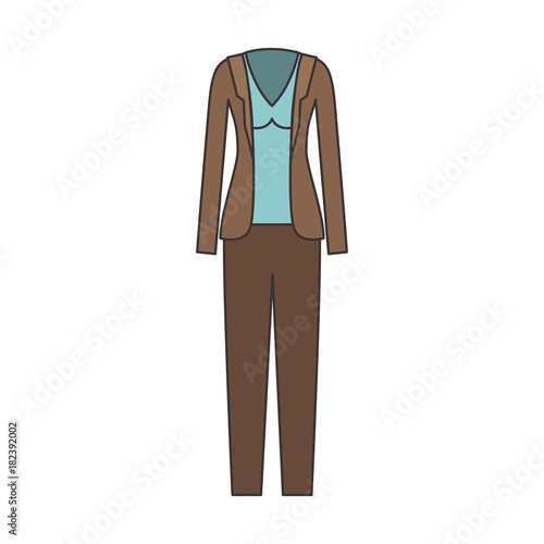 female clothes with pant and blouse and waistcoat in colorful silhouette vector illustration