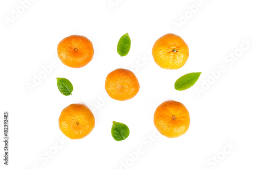 fresh orange with green leag isolate on white background