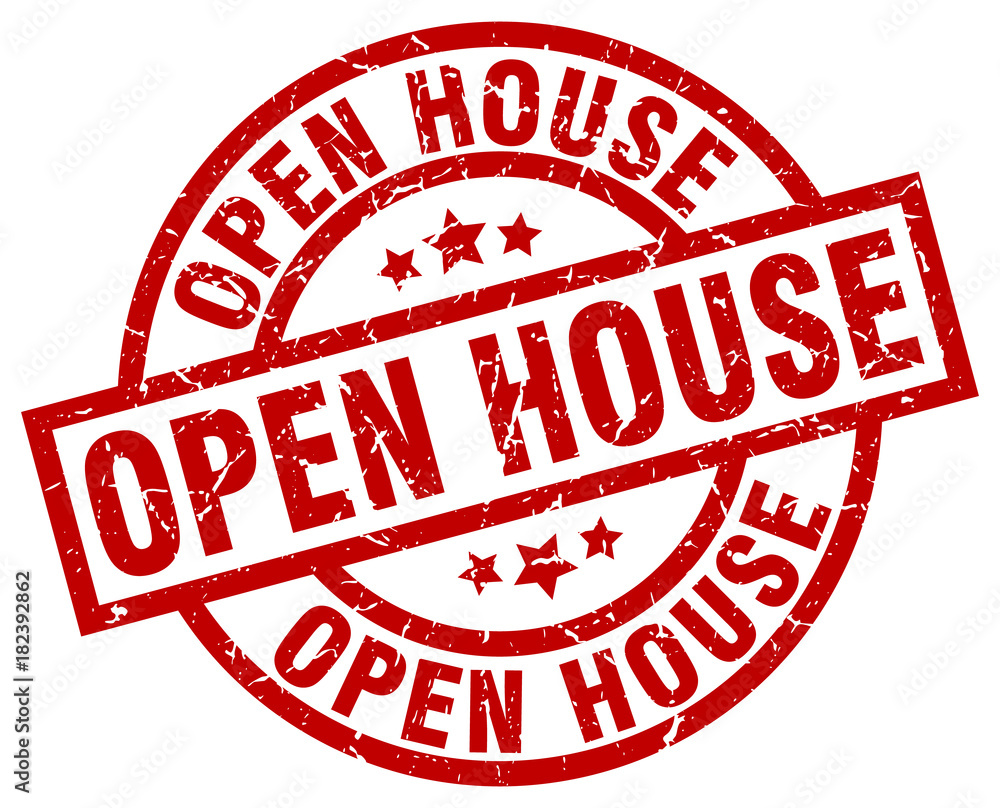 open house round red grunge stamp open house round red grunge stamp