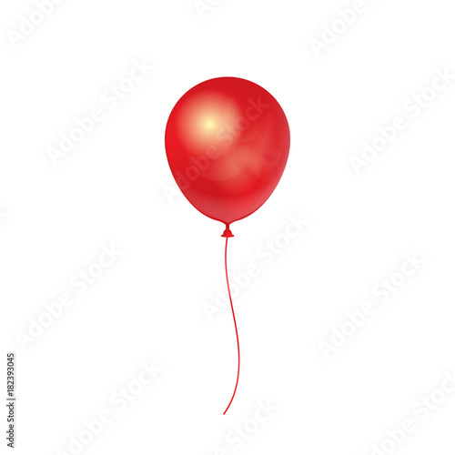 Realistic 3D Red Ballon isolated on white background. Vector illustration.