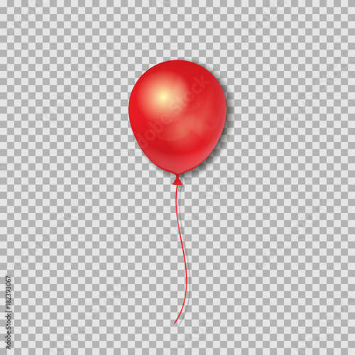 Realistic 3D Red Ballon isolated on transparent background. Vector illustration.