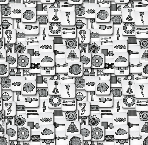 Seamless pattern consisting of auto parts icons